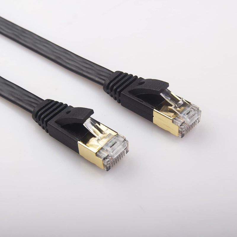  [AUSTRALIA] - Cat 7 Black Flat Shielded Ethernet Network Cable (3.3 FT), REXUS High Speed 10Gbps LAN Wires Internet Patch Cable with RJ45 Connector Faster Than Cat5/Cat5e/Cat6 (C7F10H) Cat7 - 3.3 FT