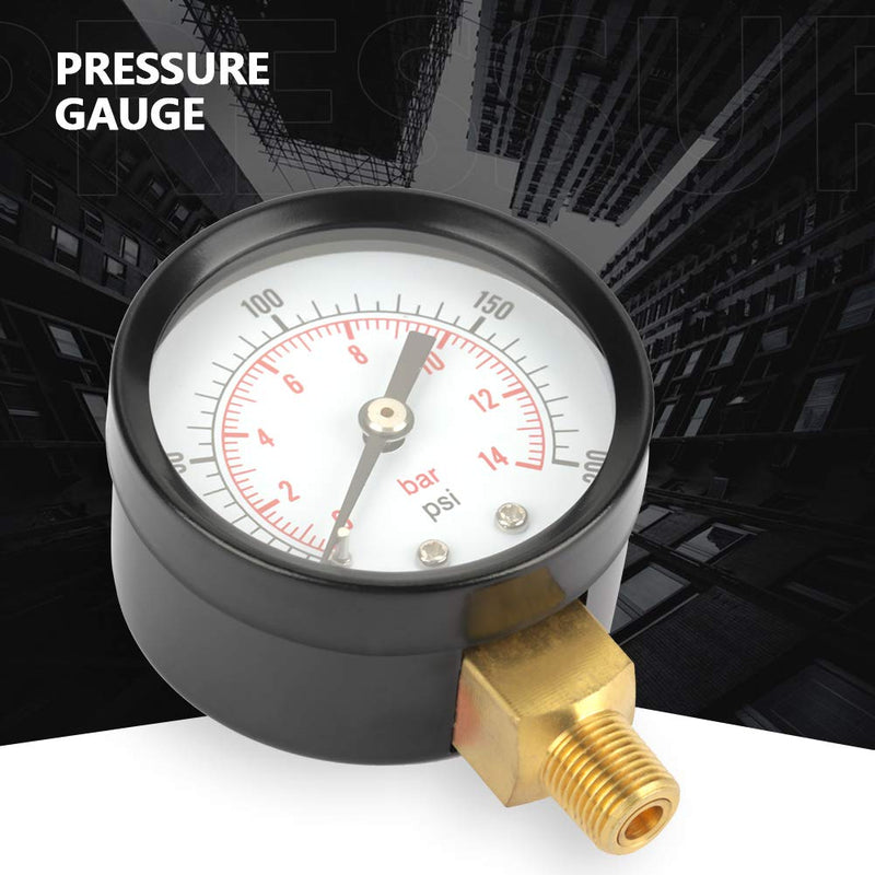  [AUSTRALIA] - LiebeWH Pressure Gauge Pressure Gauge, 0-200psi/0-14bar Base Entry Pressure Gauge NPT 1/8" for Water Air Oil