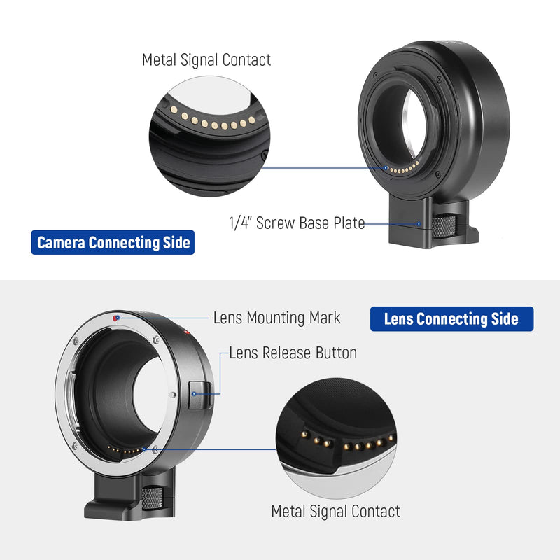  [AUSTRALIA] - NEEWER EF to EOS M Mount Adapter, EF/EF-S Lens to EOS M Camera Autofocus Converter Ring with Removable Tripod Mount, Compatible with Canon EOS M M2 M3 M5 M6 M6 Mark II M10 M50 M50 Mark II M100 M200