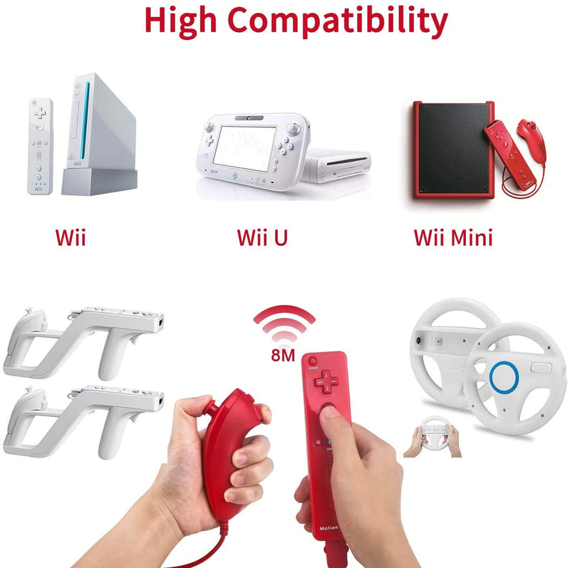  [AUSTRALIA] - Wii Wireless Remote Motion Controller, Built-in Motion Plus Controller Remoto e Nunchuck con Custodia in Silicone per Wii (Red) Red