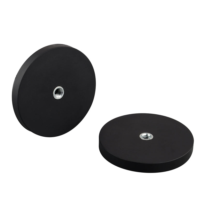  [AUSTRALIA] - ULIBERMAGNET 2Pack Anti-Scratch 60lb Strong Neodymium Round Rubber Coated Magnet with D1/4''-20 Female Thread , Strong Magnetic Mounting with D1/4‘’-20 Hole for Lighting,Camera,Tools D66mm D1/4''-20 female thread stud