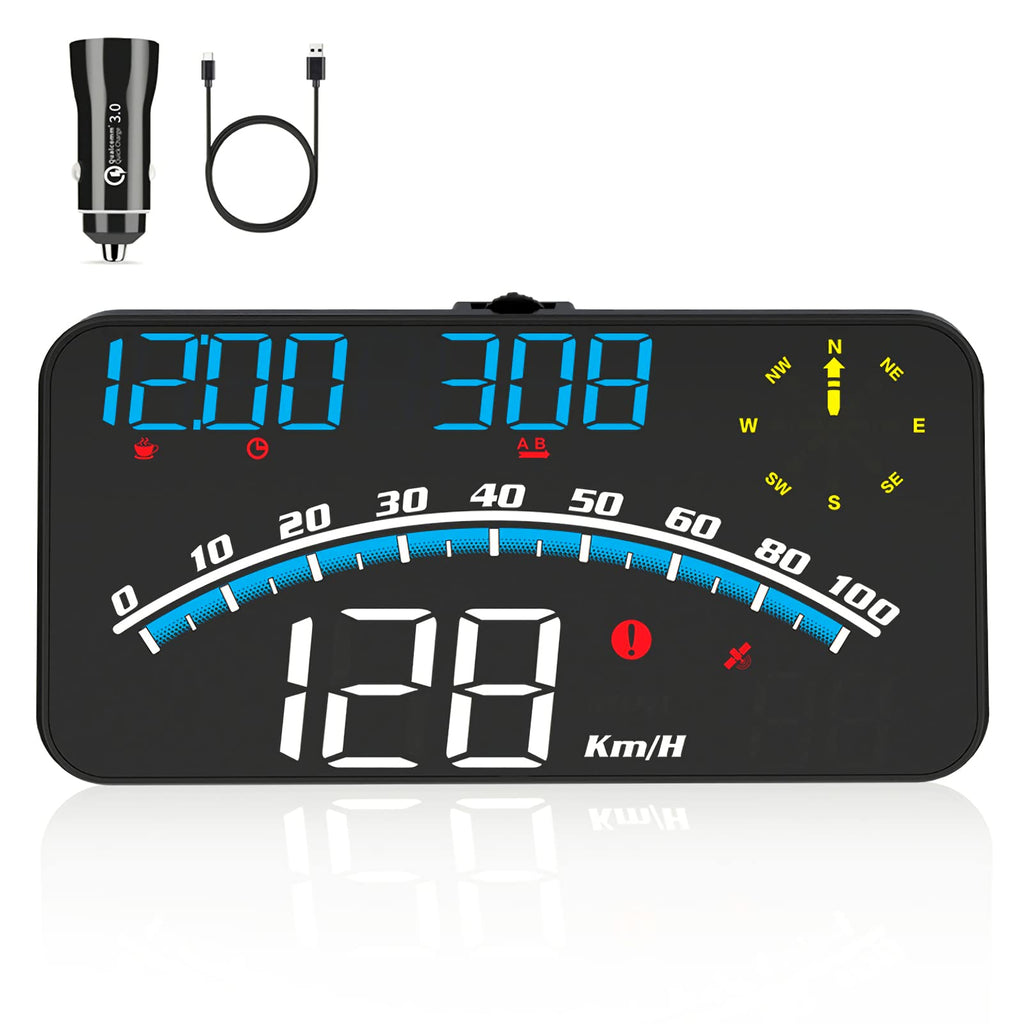  [AUSTRALIA] - AkaBane Digital GPS Speedometer,Heads Up Display for Cars, 5.5 inch HUD, with MPH Speed, Driving Distance, Compass, Clock, Overspeed Alarm Function, Suitable for All Vehicle