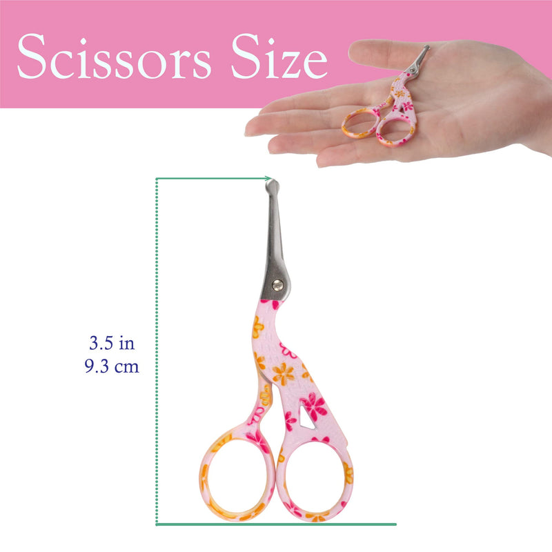  [AUSTRALIA] - Stork Bird Rounded Safety Tip Embroidery Craft Stainless Steel Crane Scissors - Small Pink - 1 Pair Small Stork Pink