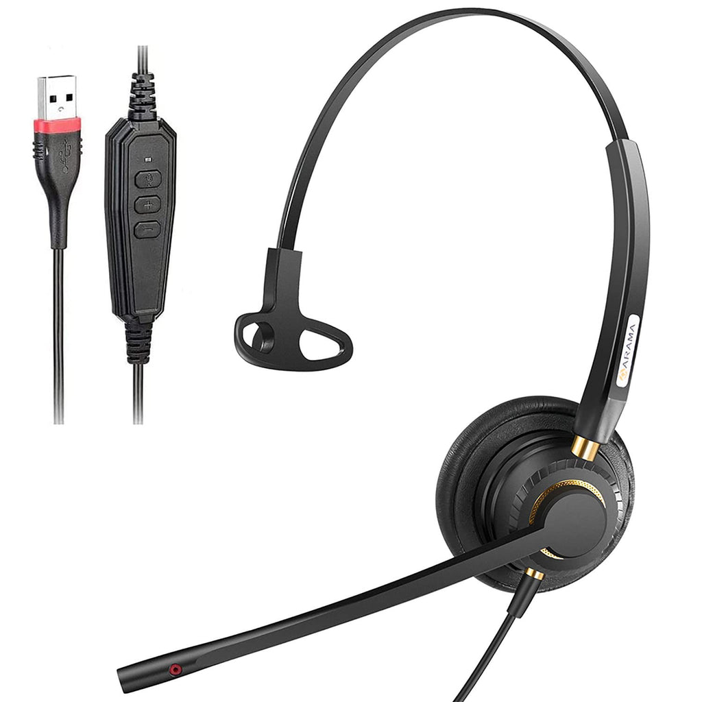  [AUSTRALIA] - USB Headset with Microphone, Computer Headset with Noise Cancelling Mic, Ultra Comfort HD Stereo Sound Wired Headphones with in-Line Controls for PC Laptop Home Office Skype Zoom UC Call Center Black