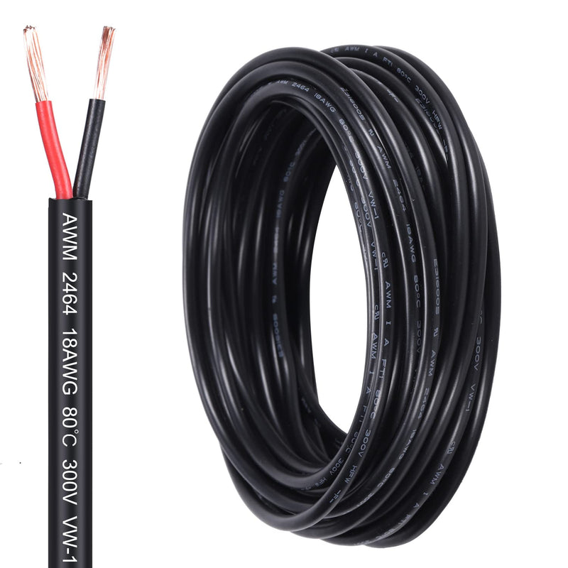  [AUSTRALIA] - 18 Gauge 2 Conductor Electrical Wire 18AWG Electrical Wire Stranded PVC Cord Oxygen-free copper Cable 32.8FT/10M Flexible Low Voltage LED Cable for LED Strips Lamps Lighting Automotive(18/2AWG-32.8FT)