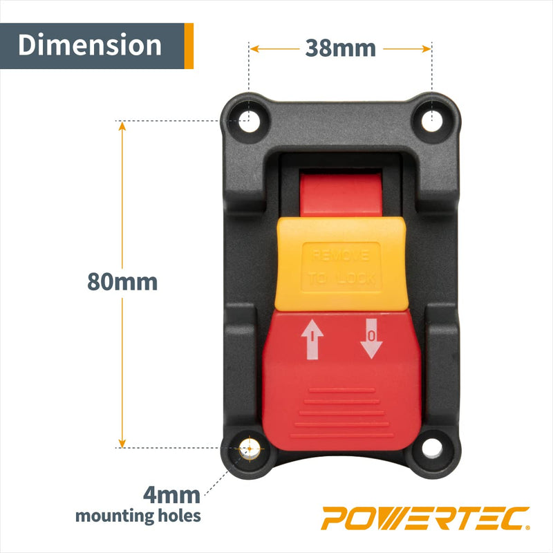  [AUSTRALIA] - POWERTEC 71006 Safety Locking Switch – Dual Voltage 110V/220V Table Saw Switch Replacement w/On Off Toggle for Power Tools