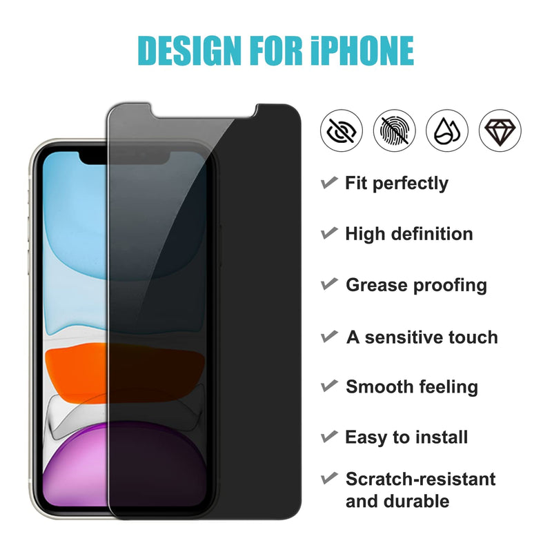  [AUSTRALIA] - [3 Pack] Privacy Screen Protector for iPhone 11/iPhone XR Anti-Spy Tempered Glass Film Upgrade 9H Hardness Case Friendly Easy Installation Bubble Free 3D Touch Support [6.1 inch] 6.1 inch 2019 11/XR Black