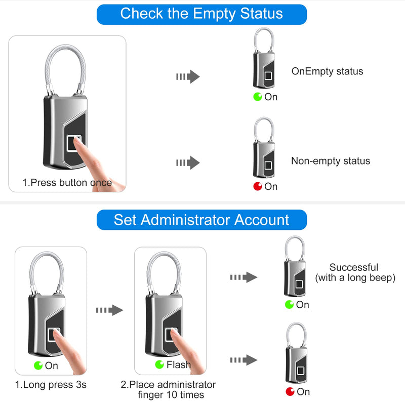  [AUSTRALIA] - Fingerprint Lock with Key Backup, Smart keyless Waterproof Fingerprint Padlock Ideal for Gym, Door, Luggage, Suitcase, Backpack, Bike, Office