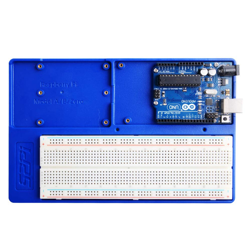  [AUSTRALIA] - GeeekPi Raspberry Pi 4B Holder ABS Holder Breadboard Holder, 5 in 1 Base Plate Case for Raspberry Pi 4 Model B,3B+,3B,2B,B+,Zero,Zero W(2) and Arduino UNO,Arduino Mega 2560 (Blue Holder)