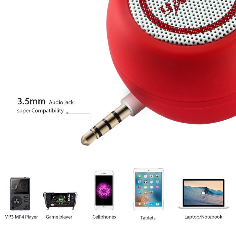  [AUSTRALIA] - Portable Mini Speaker for iPhone/iPad/iPod/Tablet, 3W Cellphone Speaker with 3.5mm Aux Input, Clear Loud Sound in Compact Golf Size Body (Passion Red)