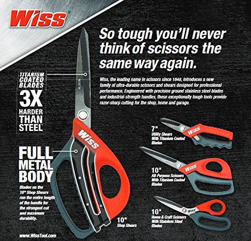  [AUSTRALIA] - Crescent Wiss 10" Titanium Coated Shop Shears - W10TM,Black