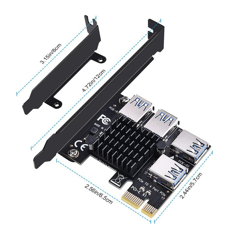  [AUSTRALIA] - ELUTENG PCIE 1 to 4 Ports PCI Express 16X Slots Riser Card USB 3.0 PCI-E Adapter Board Multiplier Port GPU Extender Miner Riser Card for BTC Bitcoin Miner Mining