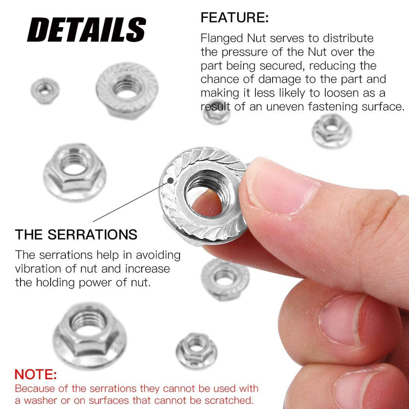  [AUSTRALIA] - M6 x 1.0mm Serrated Flange Hex Lock Nuts, Hincell 150pcs 304 Stainless Steel Serrated Metric Hex Flange LockNuts,Bright Finish Hex Lock Nut M6(150pcs)