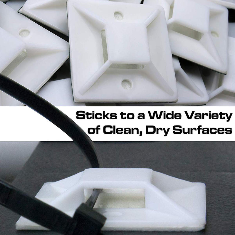  [AUSTRALIA] - 200 Pcs Strong Adhesive Backed Cable Tie Mounts (0.8 in x 0.8 in) Self Adhesive Cable Tie Mounts, Cable Wire Management for machine room, warehouse, office and so on 20mm