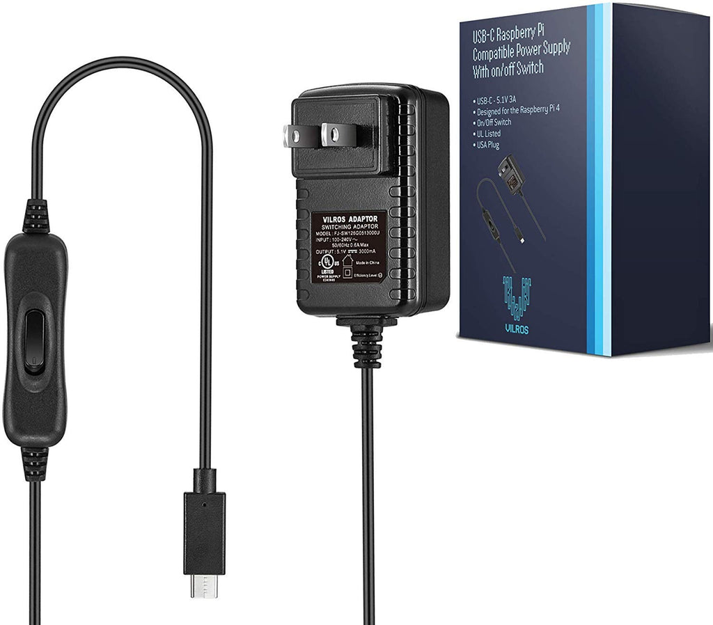  [AUSTRALIA] - Vilros Raspberry Pi 4 & 400 Compatible Power Supply (USB-C) with on/Off Switch