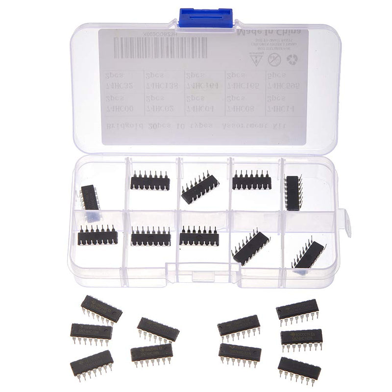 Bridgold 20pcs 10 Types 74HCxx Series IC Assortment Kit ,Shift Output Registers IC chip,Including 74HC00 74HC02 74HC04 74HC08 74HC14 74HC32 74HC138 74HC164 74HC165 74HC595 each 2pcs. - LeoForward Australia