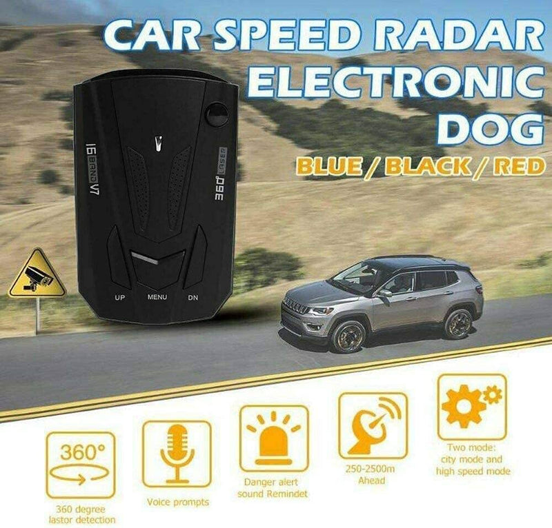  [AUSTRALIA] - Radar Detector for Cars, 2023 Newest Laser Radar Detectors, Voice Prompt Speed, Vehicle Speed Alarm System, Led Display, City/Highway Mode, Car 360 Degree Automatic Detection(Black - AB) Black-Radar AB