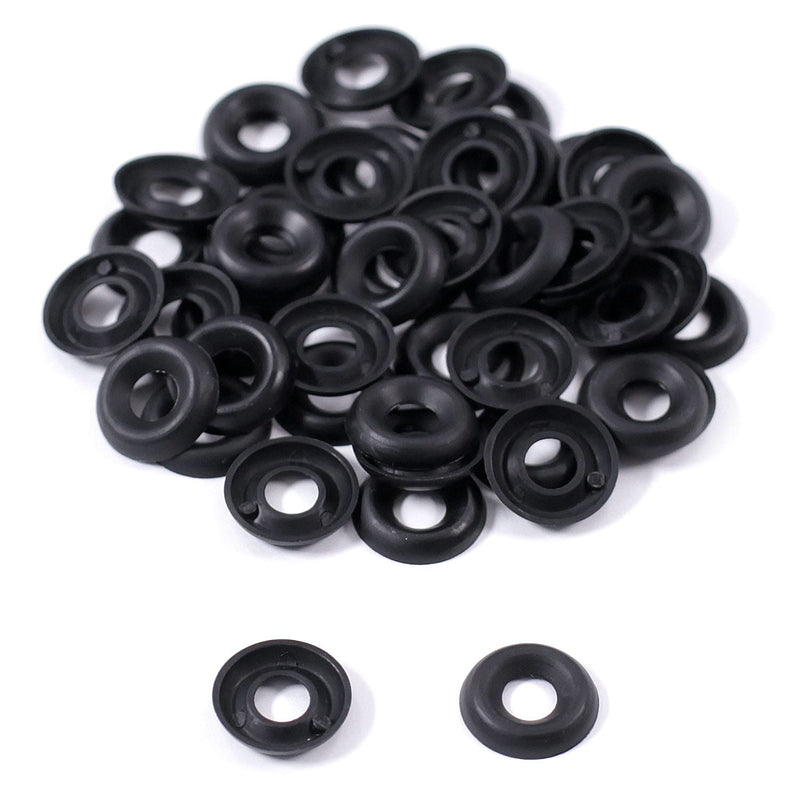  [AUSTRALIA] - Finishing Washers - #8 - (.530 Dia.) - Countersunk - Round Top - Nylon - for Kydex Holster Making - USA Design - (by HolsterSmith) - (Color Collection) - (50 Pack) Black