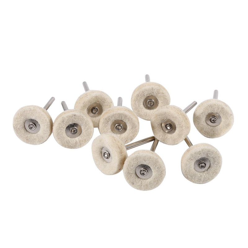  [AUSTRALIA] - KIMISS Gold Buff Dremel Cotton Polishing Disc Wool Pack of 10 25mm Wool Felt Polishing Drill Grinding Disc Brushes with Handle for Rotary Tool