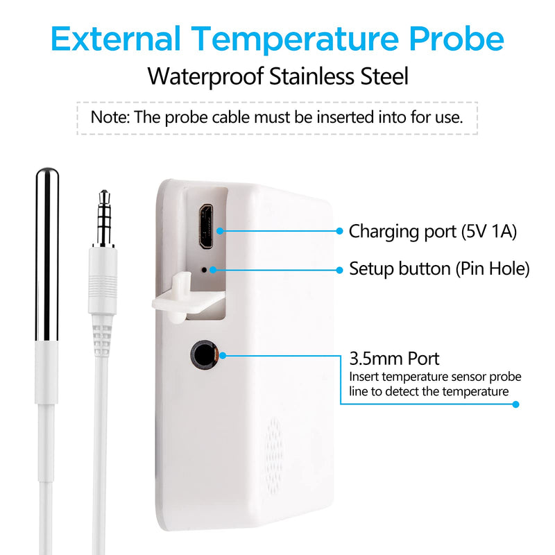  [AUSTRALIA] - MOCREO ST4 Temperature Sensor with Waterproof External Probe, for Freezer with App Alert, Smart Thermometer, MOCREO Hub Required, Remote Temperature Monitor Gauge, for Refrigerator, Fish Tank