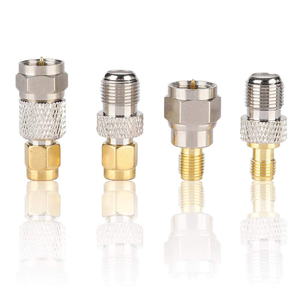  [AUSTRALIA] - Radio Converter, Portable 4Pcs Brass Aerial Connector F to SMA Radio Converter, Nickel Plated Brass Material, for Antennas, DAB Antenna Adapters, Coaxial Cables, Radio Scanners