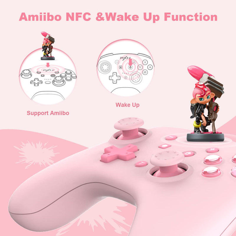  [AUSTRALIA] - PXN 9607X Wireless Switch Pro Controller, Dual Shock Gamepad Joystick Support NFC, Turbo, Wake-up, Gyro Axis, Vibration for Switch/Lite/OLED & PC & IOS (Pink) Pink