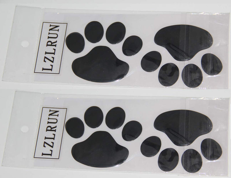  [AUSTRALIA] - LZLRUN 4PCS Black 3D Chrome Dog Paw Footprint Sticker Decal Auto Car Emblem Decal Decoration