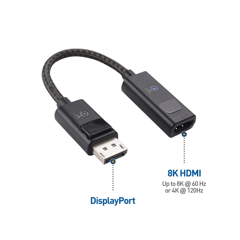  [AUSTRALIA] - Cable Matters 8K DisplayPort 1.4 to HDMI 2.1 Adapter with 4K 120Hz or 8K 60Hz, Unidirectional DisplayPort to HDMI 2.1 Cable Adapter in Black, Support for RTX 3080/3090, RX 6800/6900 and More