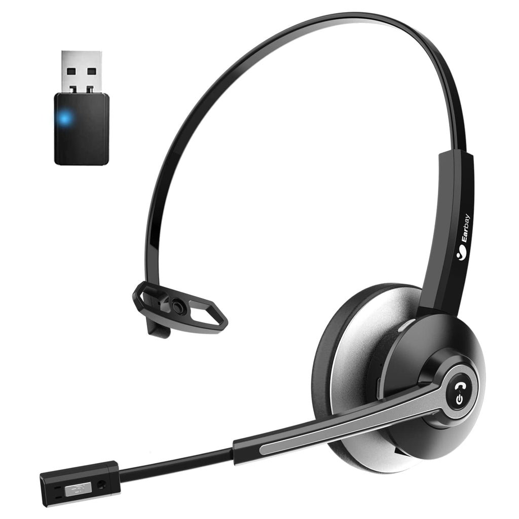  [AUSTRALIA] - Trucker Bluetooth Headset with Microphone, Wireless Headset with AI Noise Cancelling & USB Dongle, Wireless On-Ear Headphones for Trucker Home Office PC Computer Teams Zoom Skype Conference Business