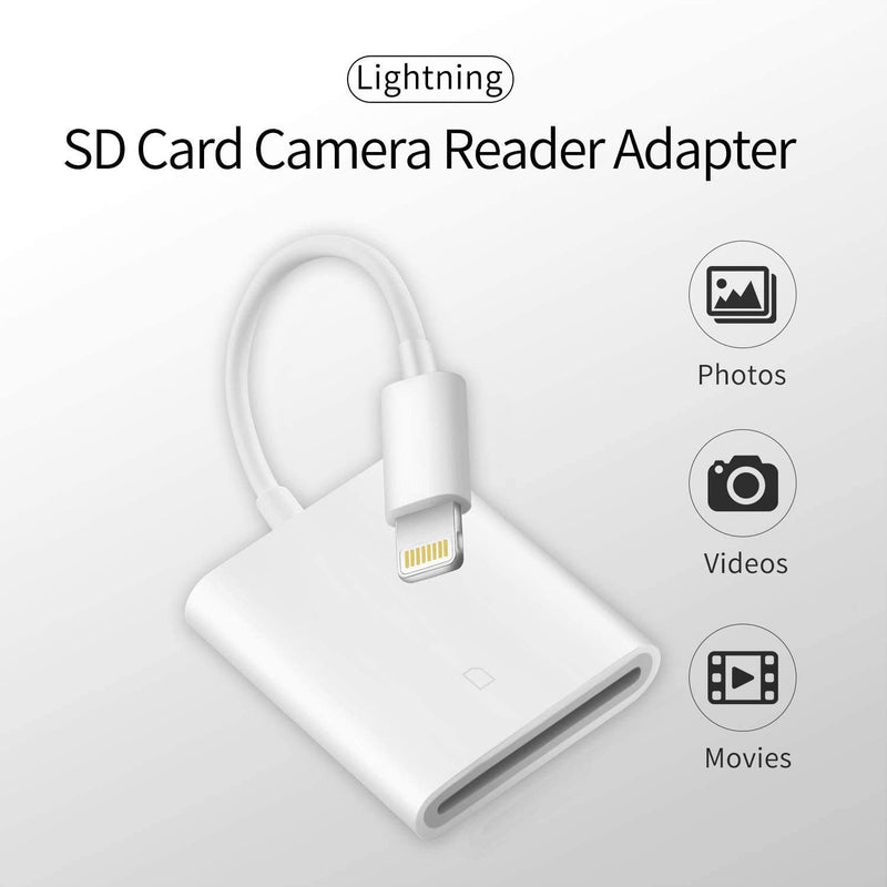  [AUSTRALIA] - 【Apple MFi Certified】Lightning to SD Card Reader for iPhone, DESOFICON Trail Game Camera SD Card Viewer, Lightning to SD Card Camera Reader for iPhone 14 13 12 11 Pro Max XS XR X 8 iPad, Plug and Play