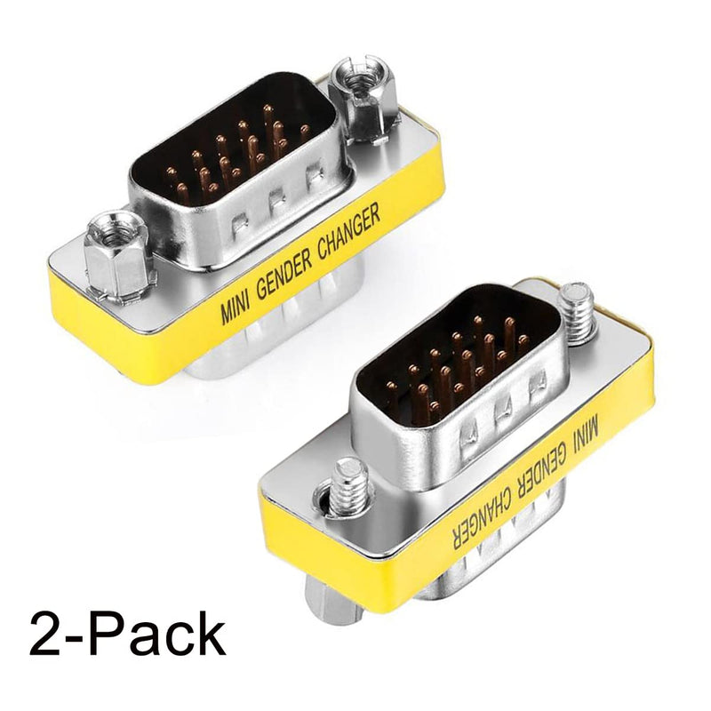  [AUSTRALIA] - VGA Coupler Male Connector 2-Pack, UV-CABLE HD15 VGA/SVGA KVM Male to Male Gender with Gold-Plated 3cm vga male to male