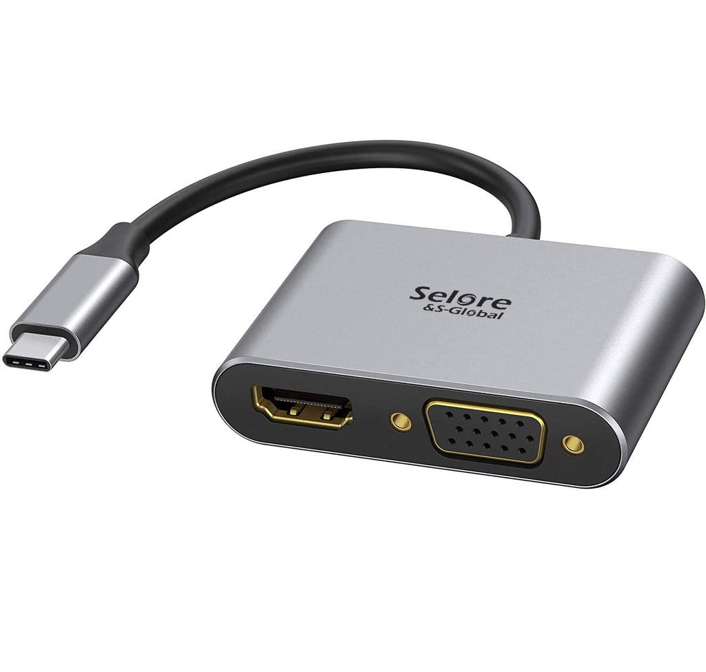  [AUSTRALIA] - USB C to HDMI VGA Adapter,USB Type C to VGA HDMI Adapter Thunderbolt 3 VGA Adapter for MacBook Pro/iPad Pro/Air 2020 2019 2018,Dell XPS 13/15,Surface Pro, Galaxy S8/S9, Huawei P20 HDMI+VGA