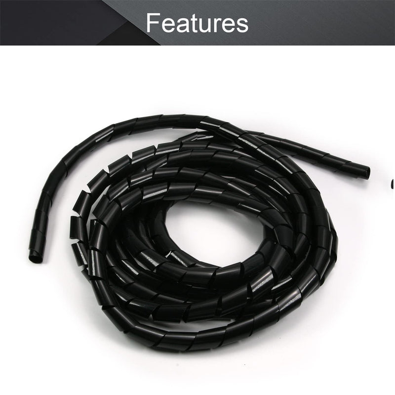  [AUSTRALIA] - Othmro Spiral Cable Wrap Spiral Wire Wrap Cord for Computer Electrical Wire Organizer Sleeve(Dia 16MM-Length 4M Black)