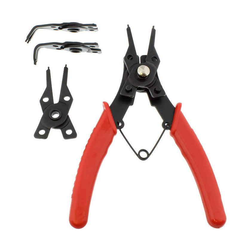  [AUSTRALIA] - ABN Snap Ring Pliers Set – 5 Pc Interchangeable Jaw Head C Clip Pliers Set – Straight, 45, and 90 Degree Angled Jaws