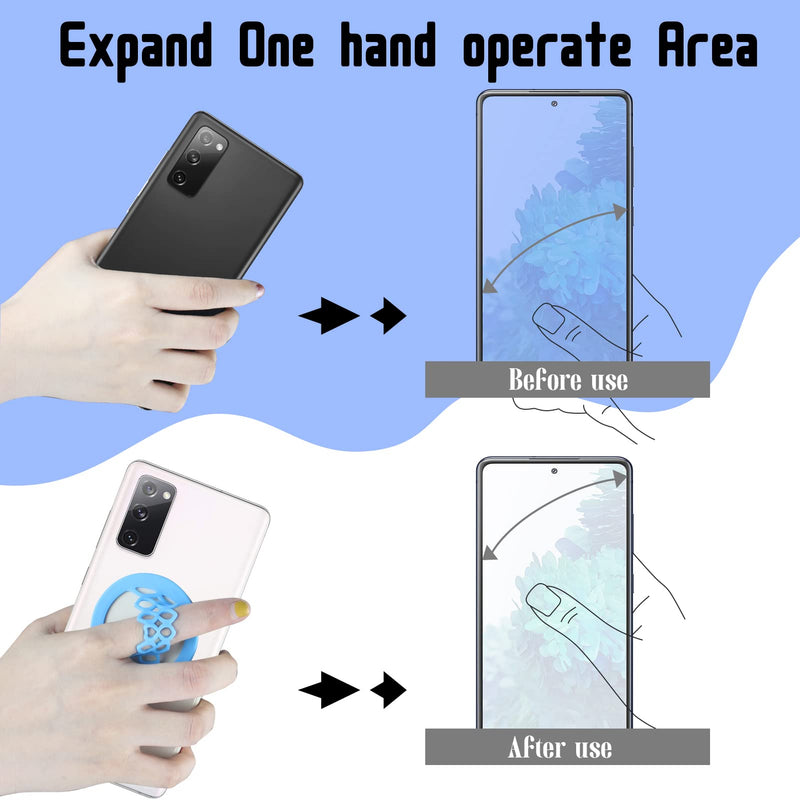  [AUSTRALIA] - Elastic Silicone Phone Grip Attachable to Magnetic Mount,Ultra-Thin Cell Phone Holder for Hand,Magnetic Phone Strap 2pcs Black/Blue Black+Blue