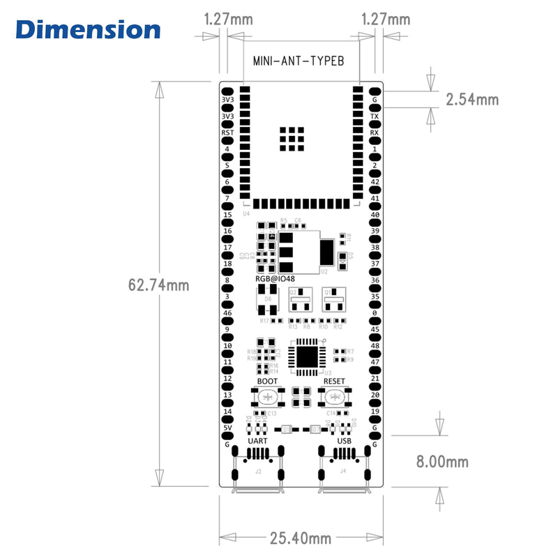  [AUSTRALIA] - Wishiot Esp32-S3-Devkitc-1 N8R8 Development Board Entry-Level with Esp32-S3-Wroom-1 8 Mb Flash Complete WiFi+Bluetooth Le Functions