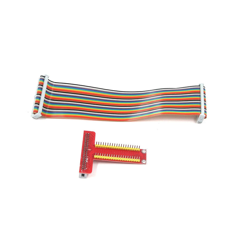  [AUSTRALIA] - Quluxe 2 Set RPi GPIO Breakout Expansion Board + Ribbon Cable + Assembled T Type GPIO Adapter FC40 40pin Flat Ribbon Cable for Raspberry Pi B+ Kit