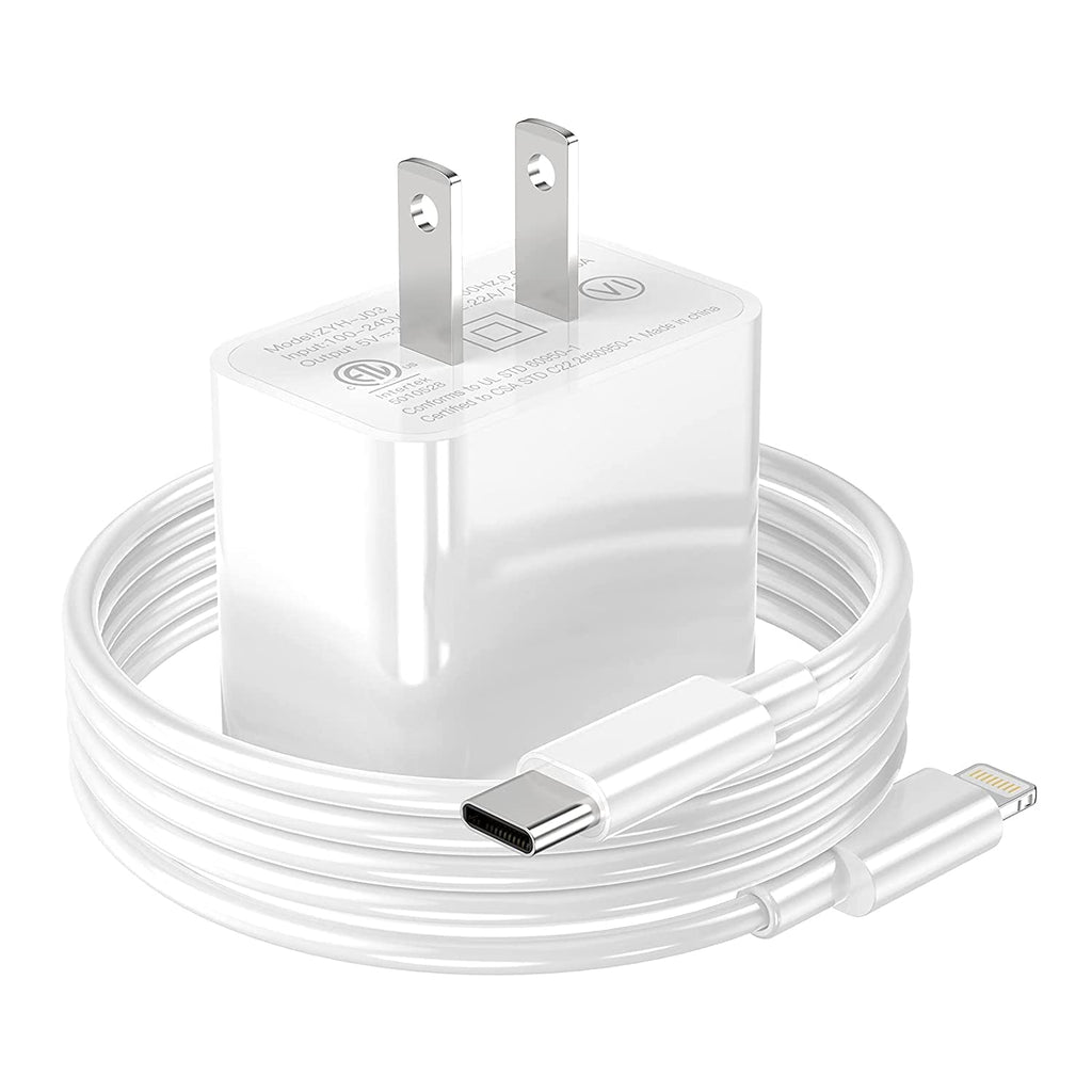  [AUSTRALIA] - [Apple MFI Certified] iPhone Charger Apple Block USB C Fast Wall Plug with 6ft USB C to Lightning Cable for iPhone13/14/14 plus/12/pro/pro max/11/Air pods pro/iPad air 3/min4 (White, 1 Pack) White