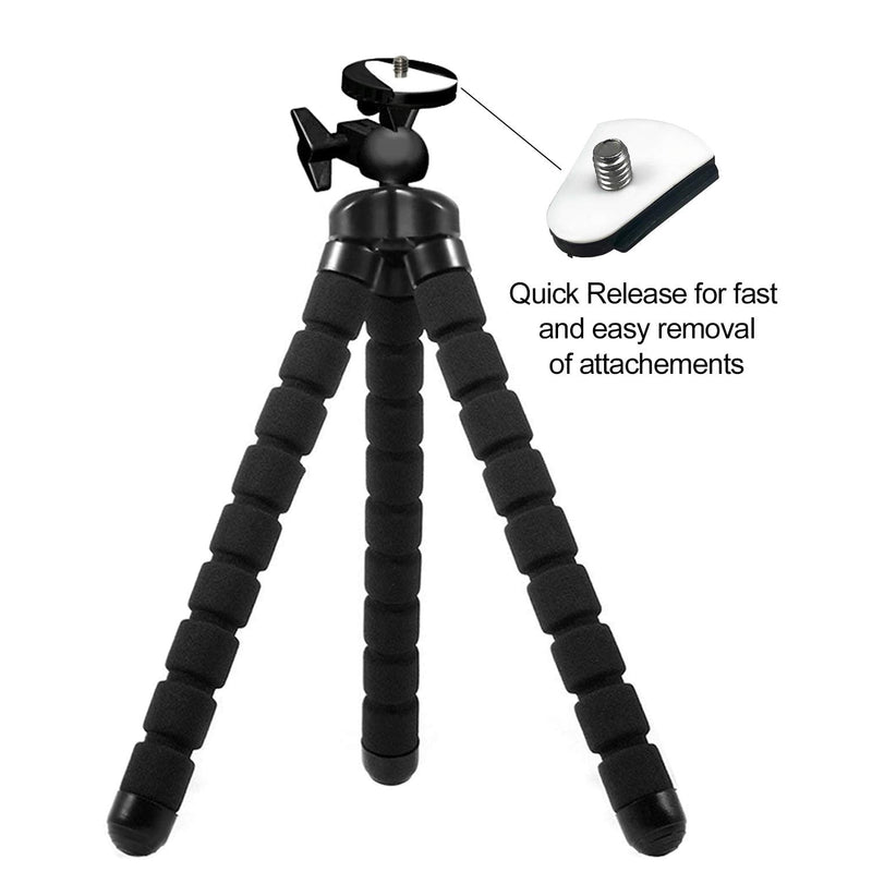  [AUSTRALIA] - Acuvar 10” inch Flexible Tripod with Quick Release + Universal Rotating Mount for All Smartphones + Wireless Remote Shutter for Smartphones + an eCostConnection Microfiber Cloth