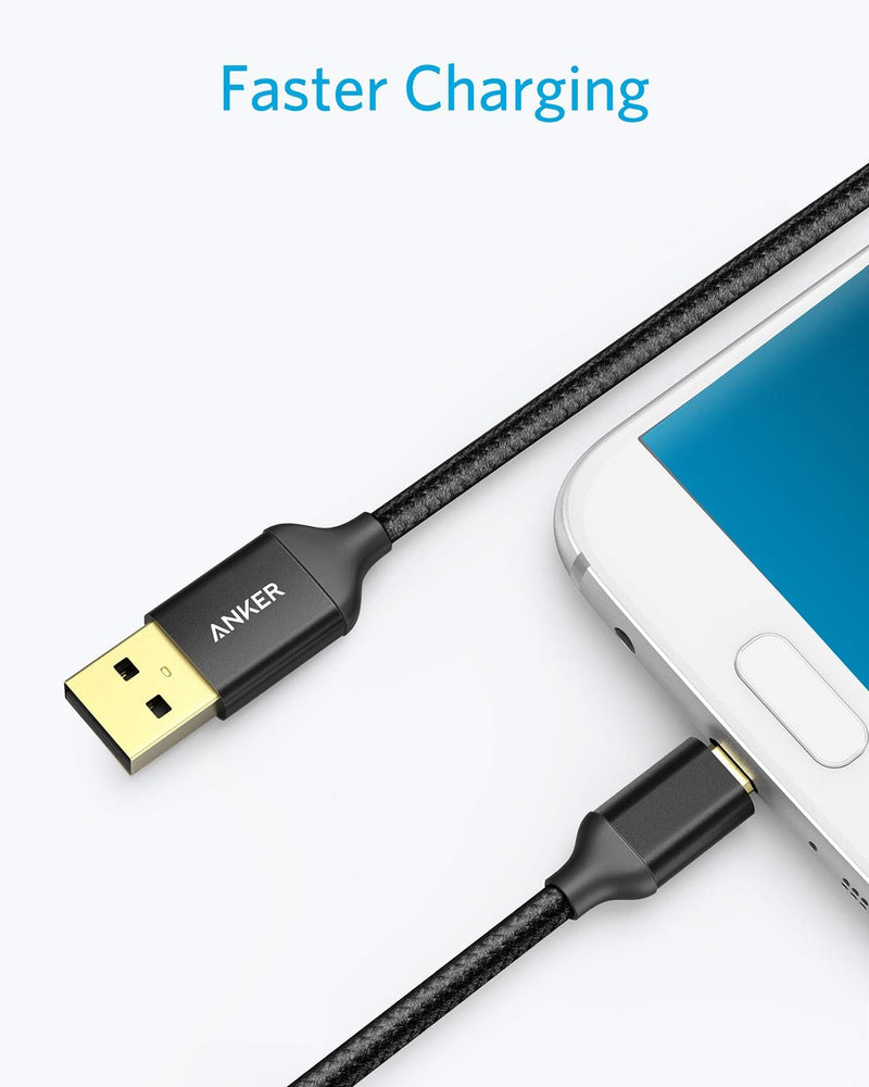  [AUSTRALIA] - Anker [2-Pack 6ft] Nylon Braided Tangle-Free Micro USB Cable with Gold-Plated Connectors for Android, Samsung, HTC, Nokia, Sony and More (Black) Black