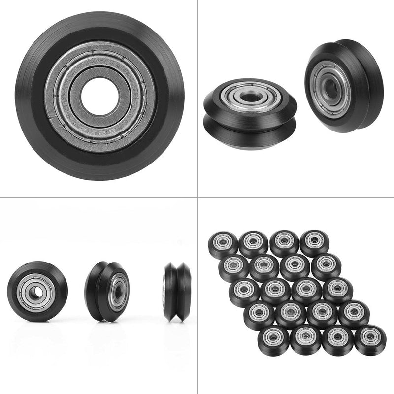  [AUSTRALIA] - V-Shape Groove Wheel 5mm Bore 625 Bearing Pulley Accessories Double Bearing Sliding Gate for CNC 3D Printer 20pcs