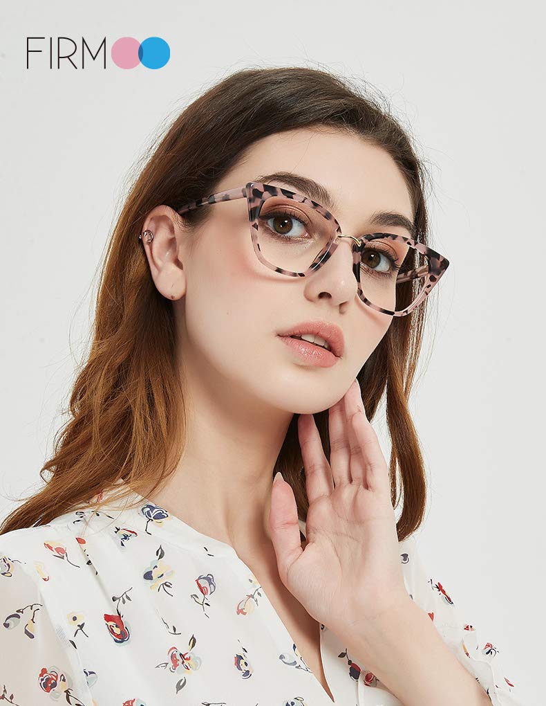  [AUSTRALIA] - Firmoo Blue Light Blocking Glasses Women, Cat Eye Computer Glasses, Bluelight Blocker Eyewear for Digital Screen A-pink Pattern