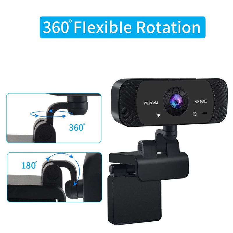  [AUSTRALIA] - 2021 New 1080P Web Camera, HD Webcam with Microhone & Privacy, USB Computer Camera, for Zoom/Skype/Team, Conference and Video Call, Tripod Fasten Hole Available