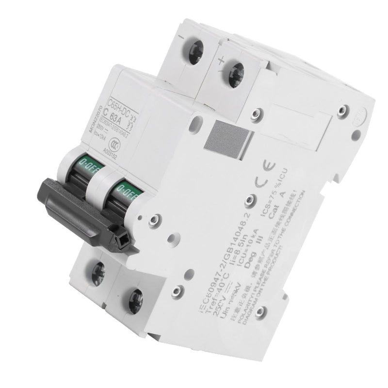  [AUSTRALIA] - 2P DC low voltage circuit breaker, 250V 16A/25A/32A/40A/60A C65H-DC interrupter low voltage for solar panels grid system pole vacuum circuit breaker (63A) 63A