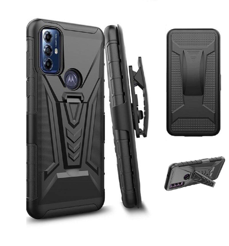  [AUSTRALIA] - Eaglecell - for Motorola Moto G Play 2023 /XT2271 - Shockproof Phone Case w/Belt Clip Holster - VX Black