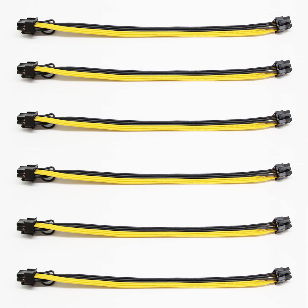  [AUSTRALIA] - BAGE PCI-e 6 Pin Male to 8 Pin (6+2) Male PCI Express Extension Cable Motherboard Graphics Card Splitter Hub Cable (11.8 inch 6 Pack)