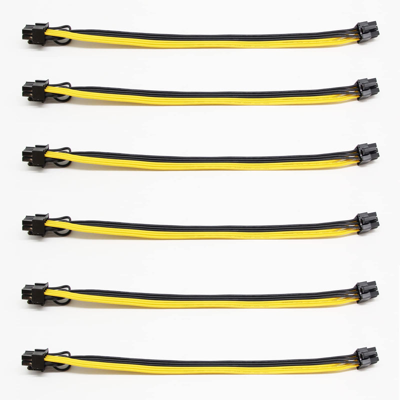  [AUSTRALIA] - BAGE PCI-e 6 Pin Male to 8 Pin (6+2) Male PCI Express Extension Cable Motherboard Graphics Card Splitter Hub Cable (11.8 inch 6 Pack)