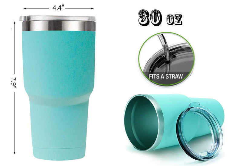  [AUSTRALIA] - 30oz Tumbler with Lid, Stainless Steel Vacuum Insulated Double Walled Travel Tumbler, Insulated Coffee Mug, Thermal Cup with Spill Proof Lid for straw glasses (Aqua Green) Aqua Green