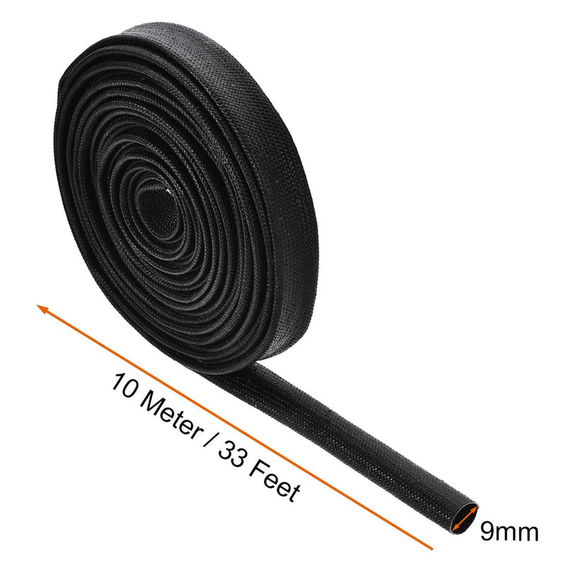  [AUSTRALIA] - uxcell Insulation Braid Sleeve, 33Ft-9mm High TEMP Silicone Fiberglass Sleeve Black