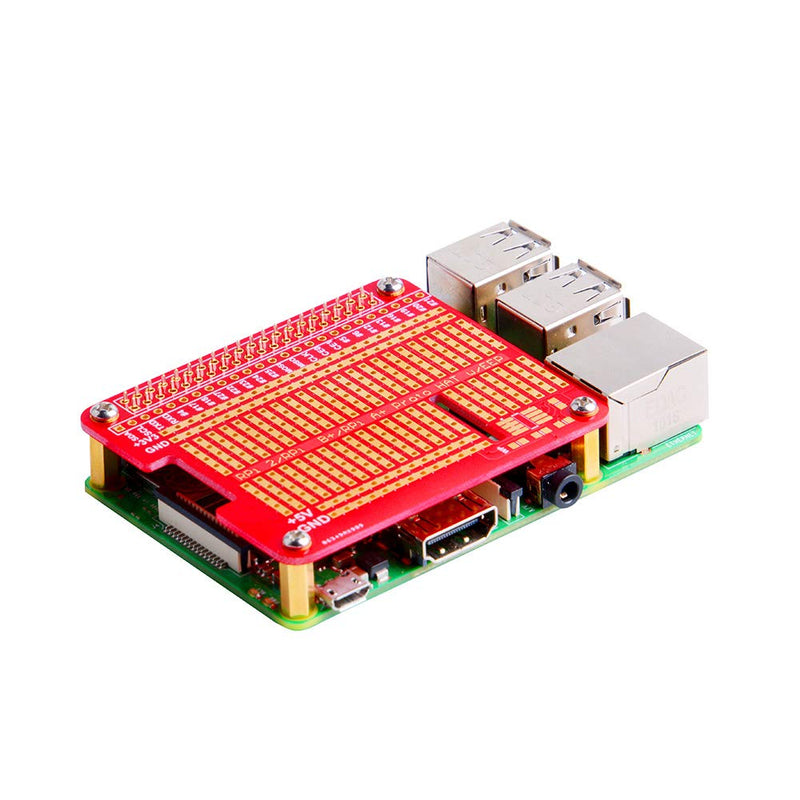  [AUSTRALIA] - GeeekPi 4X Prototype Breakout DIY Breadboard PCB Shield Board Kit for Raspberry Pi 4 3 2 B+ A+ (Red) Red